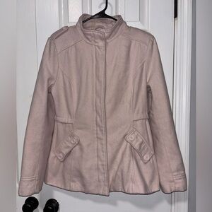 Pink pea coat trench jacket warm party preppy overcoat casual business holiday